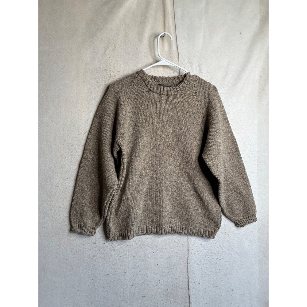 Puma Verde Mens Medium 100% Wool Crewneck Sweater Brown Heather Knit Chile